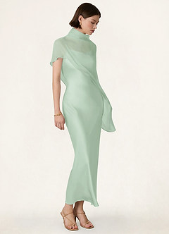 front Azazie Matching Color Chiffon Bias Cut Cape
