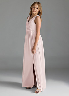 Azazie Tanicia Junior Vestido de Dusty Rose de Malla de Corte en A image2