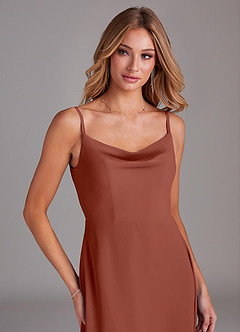 Azazie Daenerys Bridesmaid Dresses Auburn A-Line Cowl Chiffon Dress image6