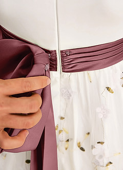 Azazie Pollie Flower Girl Dresses Ivory Desert Rose A-Line Bow Tulle Dress image7
