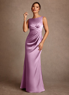Azazie Baltimore vestidos de madre de la novia Vestido de Glicinia de Satén Elástico de Corte en A con Plisado image1
