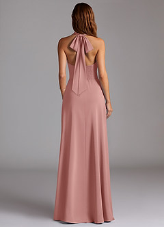 Azazie Myra Bridesmaid Dresses Rosette A-Line Side Slit Stretch Satin Dress image6