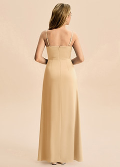 Azazie Abby Junior Gold A-Line Pleated Stretch Satin Dress image2