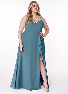 Azazie Naeem Bridesmaid Dresses Bermuda A-Line V-Neck Ruffle Chiffon Dress image9