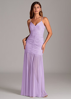 Azazie Aimie Vestidos de damas de honor Vestido de Lila de Malla de Corte Sirena image1