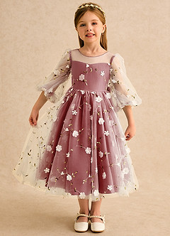 Azazie Elowen Flower Girl Dresses Rust A-Line Sweetheart Neckline Lace Dress image1