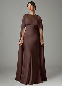 Azazie Stefania Bridesmaid Dresses Ganache A-Line Stretch Satin Dress image1