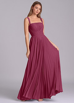 Azazie Mina Final Sale Mulberry A-Line Pleated Chiffon Dress image3