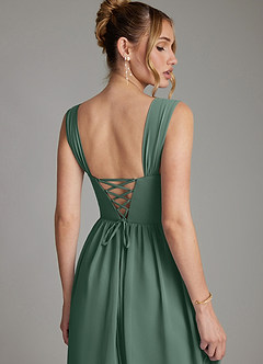 Azazie Caterina Bridesmaid Dresses Sea Moss A-Line Corset Chiffon Dress image2