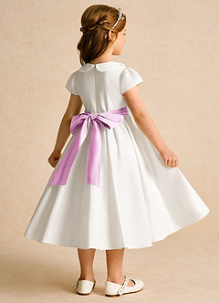 Azazie Deary Flower Girl Dresses Ivory Candy Pink A-Line Bow Cotton Dress image4