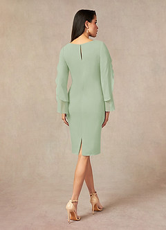Azazie Carter Abiti per la Madre della Sposa Abito Tubino in Chiffon Elasticizzato Increspato Verde Salvia image3
