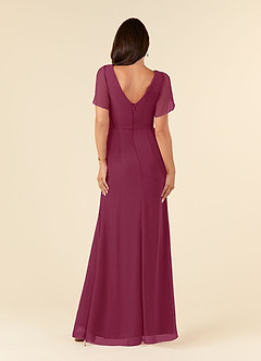Azazie Marianne Mother of the Bride Dresses Mulberry Sheath V-Neck Pleated Chiffon Dress image2