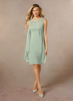 Azazie Viviana Mother of the Bride Dresses Dusty Sage A-Line Sequins Mesh Dress image1