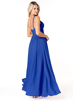 Azazie Chanel Robes de demoiselle d'honneur Robe Trapèze en Mousseline de soie Plissée Bleu Roi image5