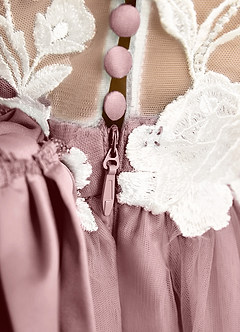 Azazie Sundae Blumenmädchenkleider Ballkleid Spitze Kleid Altrosa image8