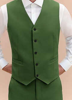 front James Olive Structured Stretch Suit Vest
