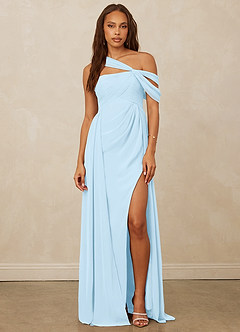 Christian Siriano Bridal for Azazie 1014 Bridesmaid Dresses Sky Blue A-Line Off the Shoulder Chiffon Dress image4