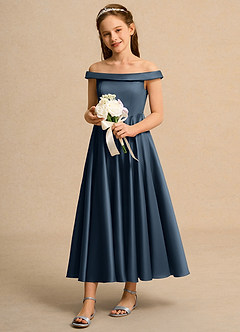 Azazie Teeny Girls Formal Flower Girl Klänningar Klä A-Line i Matt satäng Plisserad image1