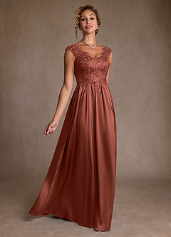 Azazie Amethyst Mère de la mariée Robes Robe Trapèze en Dentelle Auburn image3