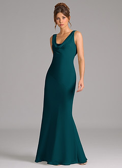 Azazie Rylina Bridesmaid Dresses Pine Mermaid Pleated Chiffon Dress image5