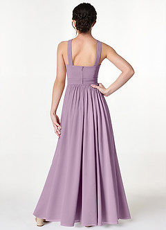 Azazie Jiya Junior A-Linie Plissee Gittergewebe Kleid Blauregen image2