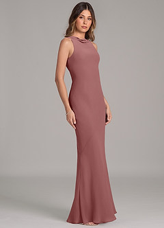 Azazie Allettie Abiti da Damigella Abito Sirena in Chiffon Rosa Del Deserto image5