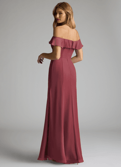 Azazie Sophie Vestidos de damas de honor Vestido de Merlot de Gasa de Corte en A Convertible con Vestidos sin tirantes image5