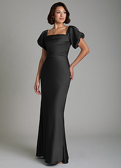 Azazie Lea Bridesmaid Dresses Black Mermaid Off the Shoulder Stretch Satin Convertible Dress image4