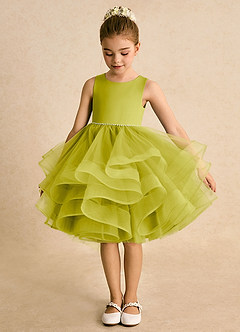 Azazie Tinie Abiti da Ragazza di Fiori Abito Principessa in Tulle Fiocco Citronella image5