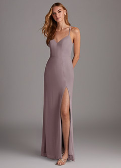 Azazie Manila Final Sale Dusk Sheath V-Neck Chiffon Dress image3