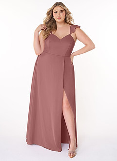 Azazie Everett Bridesmaid Dresses Desert Rose A-Line V-neck Ruched Chiffon Dress image6