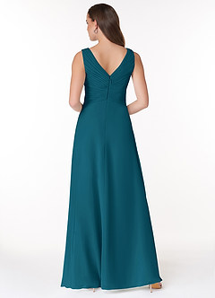 Azazie Flora Bridesmaid Dresses Ink Blue A-Line Pleated Chiffon Dress image2