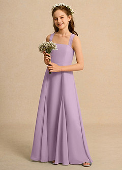 Azazie Tater Girls Formal Abiti da Ragazza di Fiori Abito A-Line in Chiffon Plissettato Glicine image5