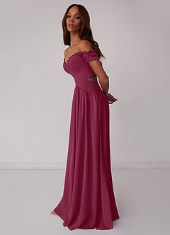 Barbie ♥ Azazie Bridesmaid Dresses Mulberry A-Line Off the Shoulder Chiffon Convertible Dress image4