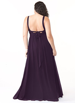 Azazie Aziza Bridesmaid Dresses Plum A-Line V-Neck Pleated Chiffon Dress image8