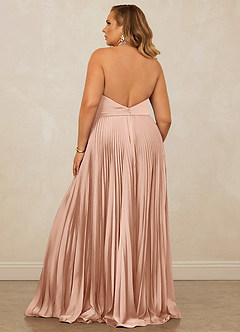 Christian Siriano Bridal for Azazie 1007 Robes de demoiselle d'honneur Robe Trapèze en Satin extensible Plissée Or Rose image11