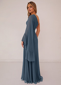 Barbie ♥ Azazie Bridesmaid Dresses Neptune A-Line Long Sleeve Chiffon Dress image2