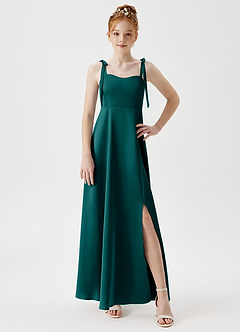 Azazie Rosey Junior Peacock A-Line Sweetheart Neckline Stretch Satin Dress image5