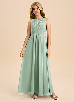 Azazie Skyla Junior Linia A Pofałdowany Szyfon Długość podłogi Młodsza druhna Sukienka image3