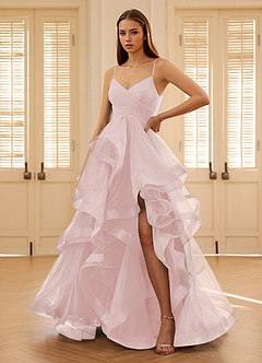 Carmencita Powder Pink A-line Ruffles Prom Dress image6
