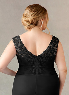 Azazie Edelin Mother of the Bride Dresses Black A-Line Sweetheart Neckline Pleated Mesh Dress image13