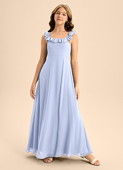 Azazie Callie Junior Ice A-Line Ruched Chiffon Dress image5