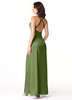 Azazie Geanna Bridesmaid Dresses Juniper Sheath V-Neck Pleated Stretch Satin Dress image4