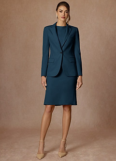 front Kennedy Dark Navy Refined Weave Performance Dress