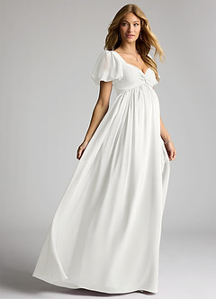 Azazie Madisynn Brudepigekjoler til gravide Sløjfe Chiffon Gulv-længde Kjole image4