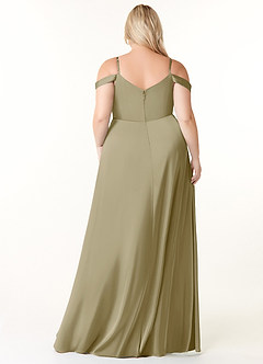 Azazie Ocean Bridesmaid Dresses Moss Green A-Line V-Neck Pleated Stretch Satin Dress image7