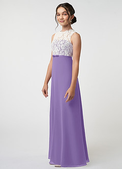 Azazie Rana Junior Robe Trapèze en Mousseline de soie Dentelle Tahiti image3