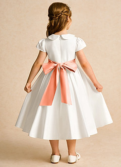 Azazie Deary Flower Girl Dresses Ivory Sunset A-Line Bow Cotton Dress image2