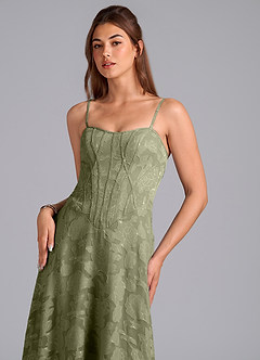 Azazie Stasy Final Sale Pistachio A-Line Sweetheart Neckline Floral Burnout Dress image6