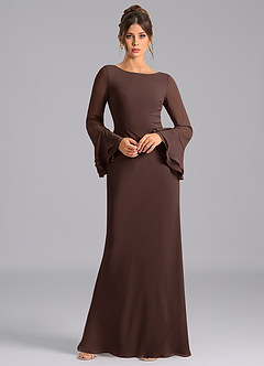 Azazie Leone Vente Finale Robe Sirène en Mousseline de soie Corset Cabernet image3